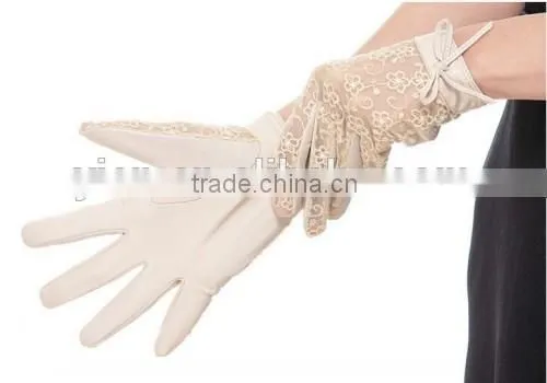 Stylish Girls Sexy Lace Gloves Purple Black Leather Sexy Lace Gloves