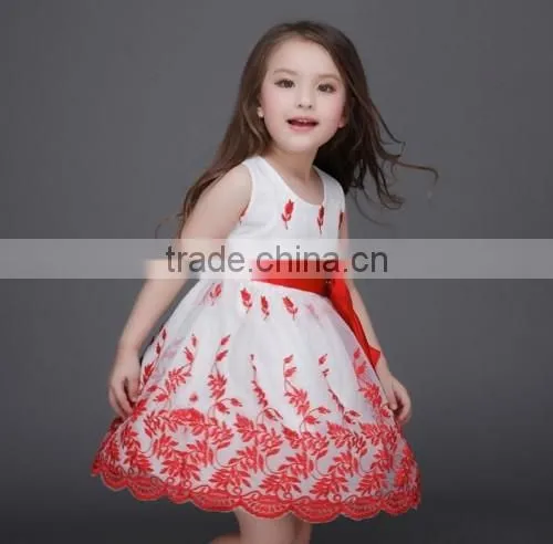 2016 wholesale summer time latest party wear dresses for girls embroidered baby western party wear dresses