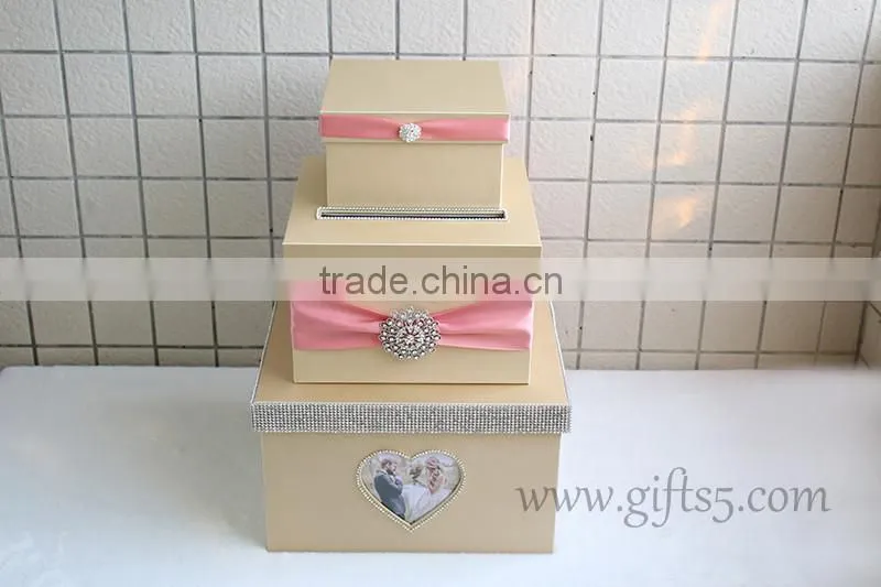Rustic wedding card box with photo frame for best widding gifts