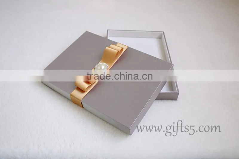 Fancy wedding invitation gift box with ribbon