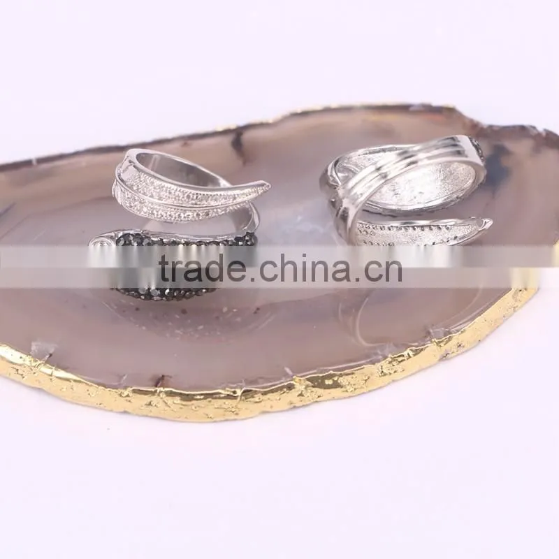 New Style Dark Silver Plated Ring for Women with Crystal Zircon Paved Gemstone Jewelry
