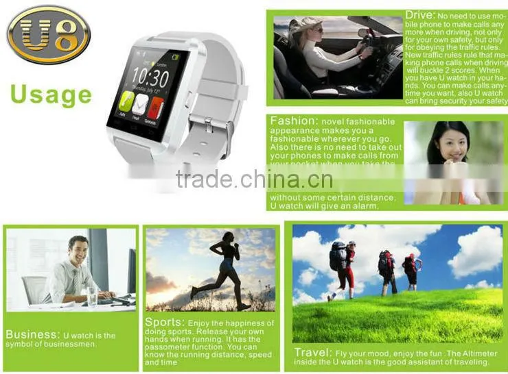 polish hebrew language U8 bluetooth smart watch with ce RoHS
