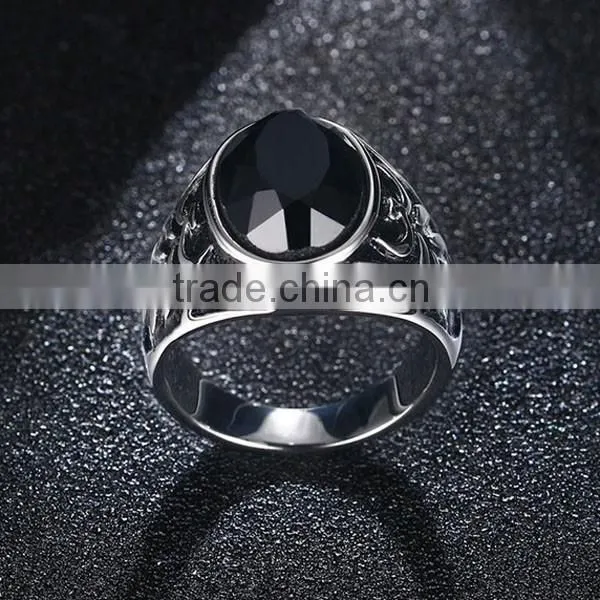 High Quality 2016 Retro Style Agate Stainless Steel Ring