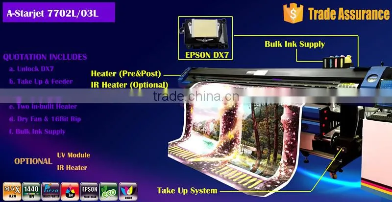 Large Format Digital Eco-solvent Printer, DX7 Print Head