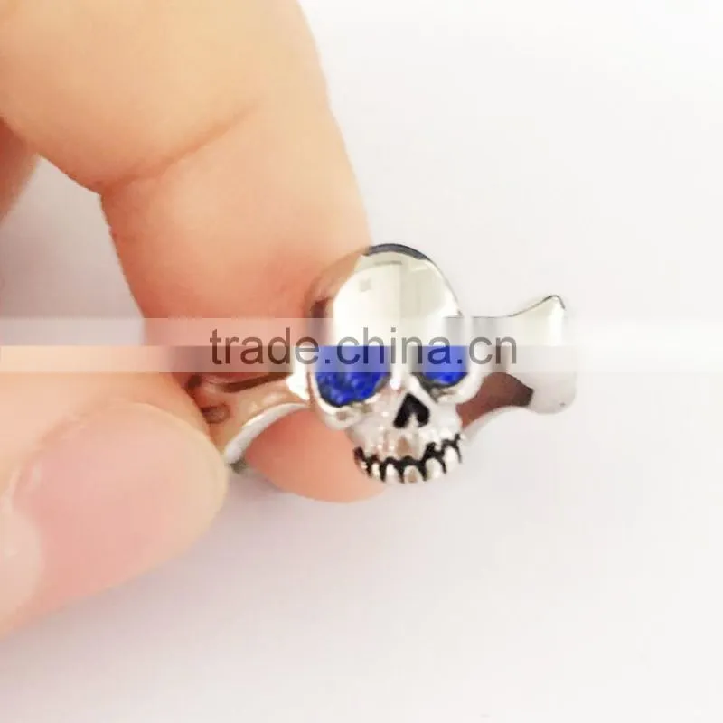 Jingli Jewelry silve color blue evil eyes skull rings for women (HS-113)