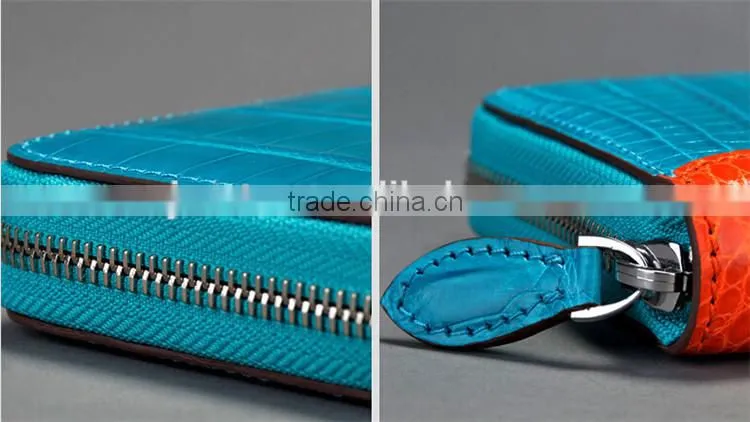 Fashion long design crocodile skin lady zipper wallet genuine leather wallet women