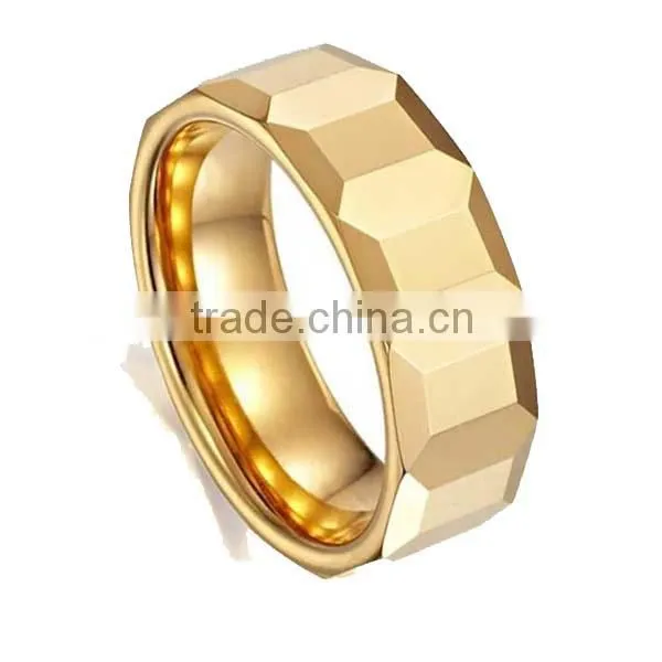 Gold-plated Tungsten Carbide Ring, 2014 Wholesale Faceted Tungsten Ring , Direct Factory Fashion Accessories for Men