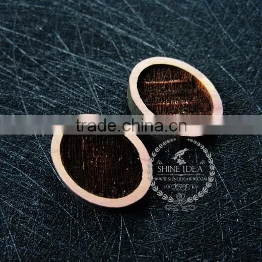 18*13mm setting size vintage style natual log wood bezel oval pendant setting DIY findings supplies 1421082