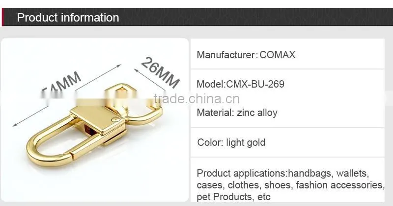 Square shining metal snap hook spare suitcase parts