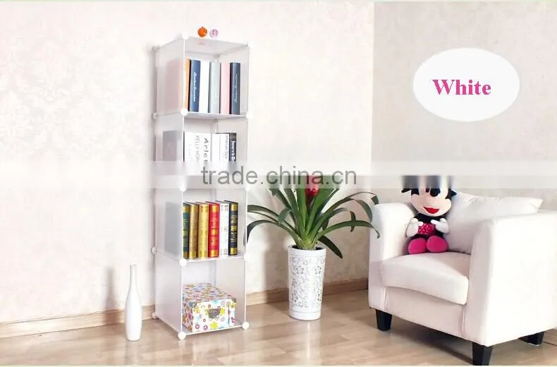 4 cubes without door cheap bookcases with plastic material (FH-AL0016)