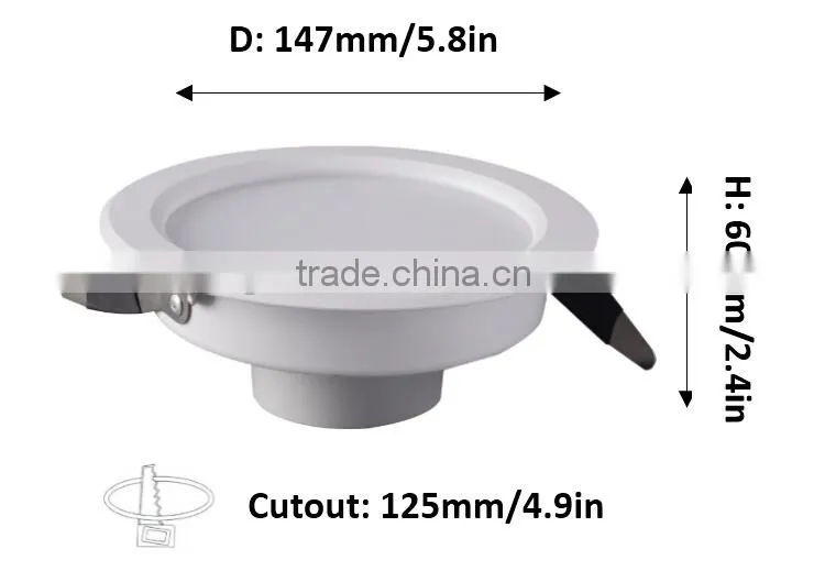 China wholesale 10w downlight led smd 5730 / 800 lumen high lunimious flux anti-glare / Led ceiling light with 125mm cut out
