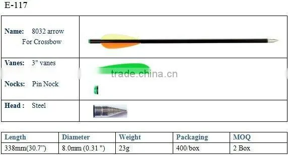 High quality Fibreglass bolts (8032 Arrows)