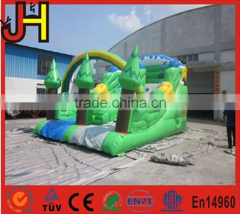 Green forest jungle jumper inflatable bouncer slide, forest water slide