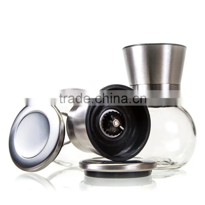 Stainless Steel Salt And Pepper Grinder Set Manual Mill Shakers With Adjustable Ceramic Grinder