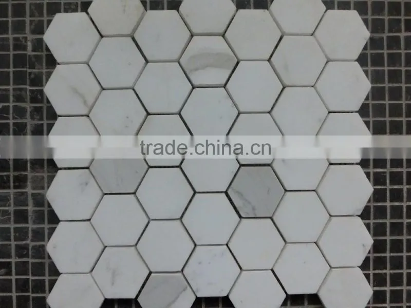 meshed white carrara mosaic tile