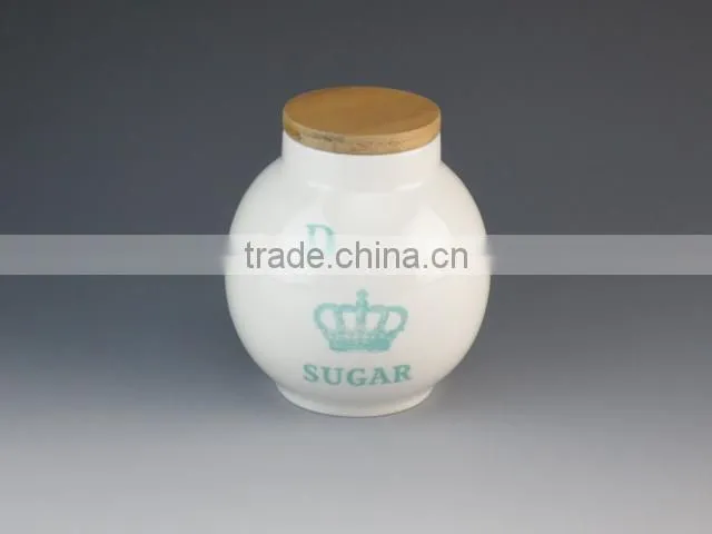 Ceramic Type France Style Eiffel Tower Design Canister/Jar With Wooden Lid