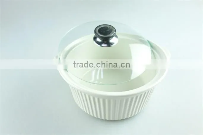 Small cheap ceramic pots/ soup tureen pot with glass lid & handles ceramic stoneware