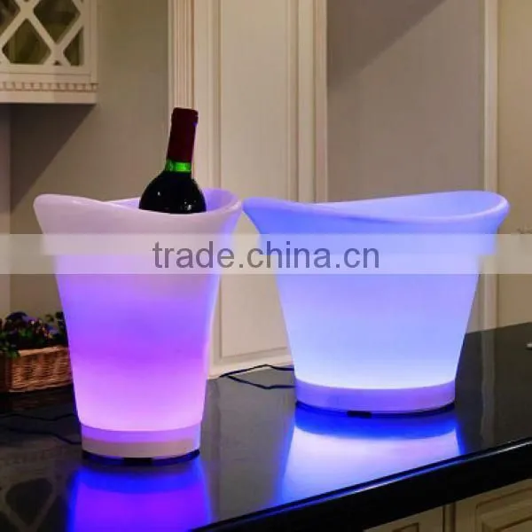 FO-9537 LED Wine Holder with Leather, Plastic Beer Bucket, Wine Cooler