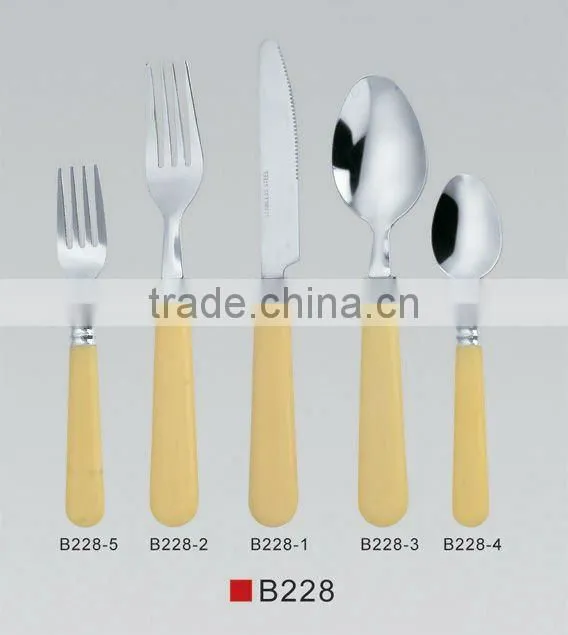 stainless steel colored plastic handle cutlery set, tableware set