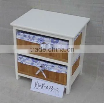 Mini Wicker Storage Cabinet With 2 Drawers