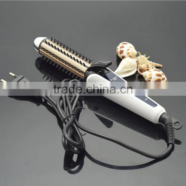 Hot selling hair salon equip hair straightening and curling iron brush with curler