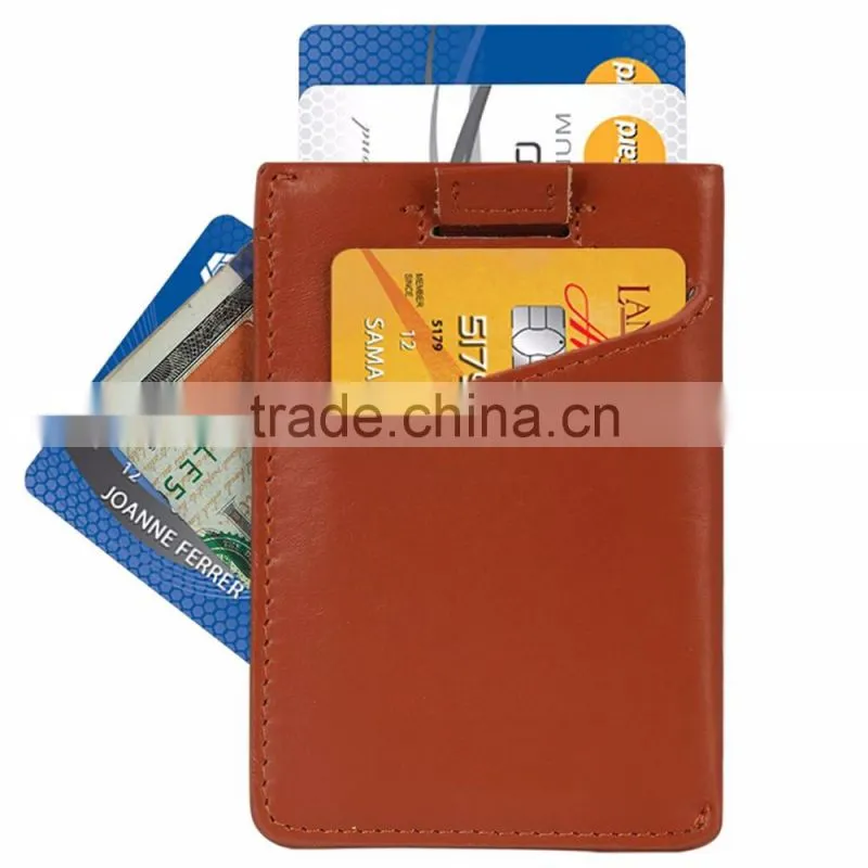 Mens Pull Tab Sleeves Wallet Slim Leather RFID Blocking Card Holder