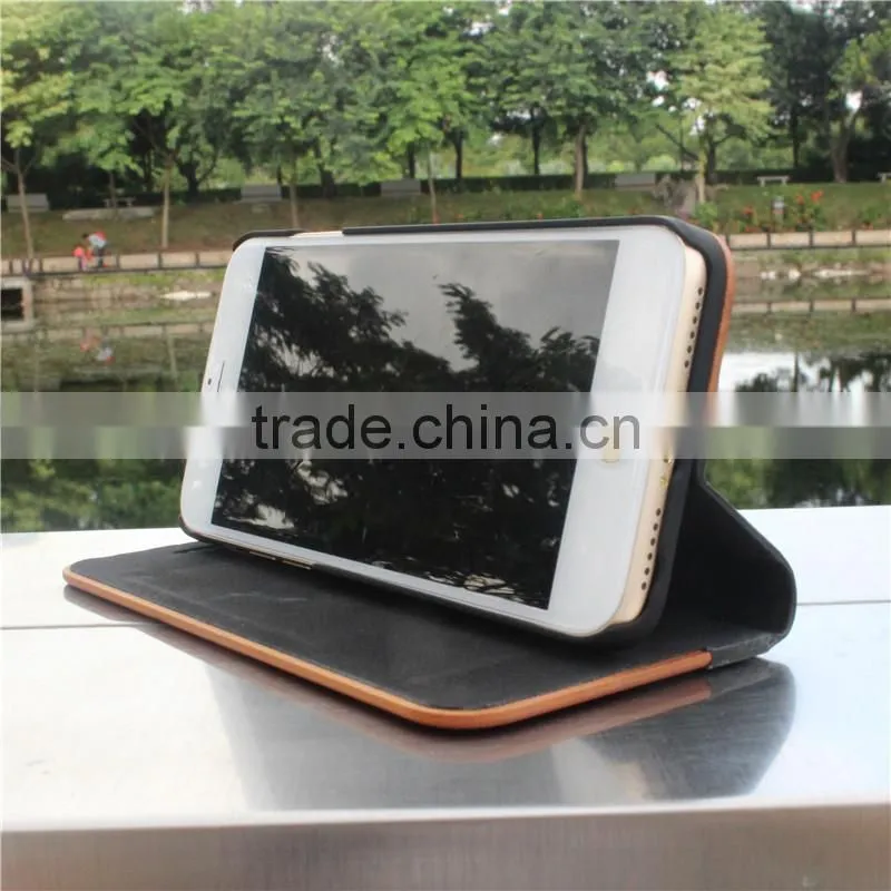 Classical Chinese walnut/bamboo/rosewood/cherry card bumper/pocket cell phone case for Iphone 7