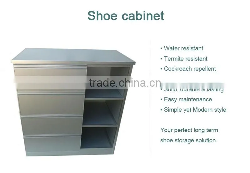 Modern metal sliding door corner shoe cabinet
