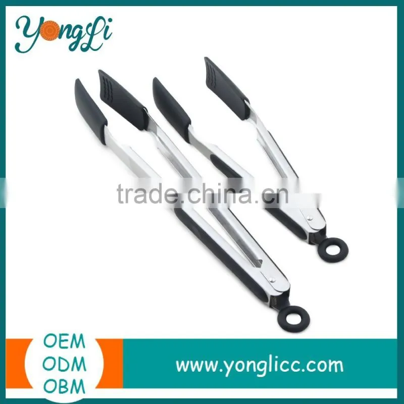Multi-Purpose 9'' and 12'' Heat- Resistant Stainless Steel With Stand Kitchen Food Silicone Tongs