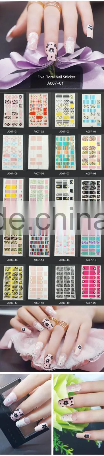 2017 new fashion flower colorful nail sticker for party