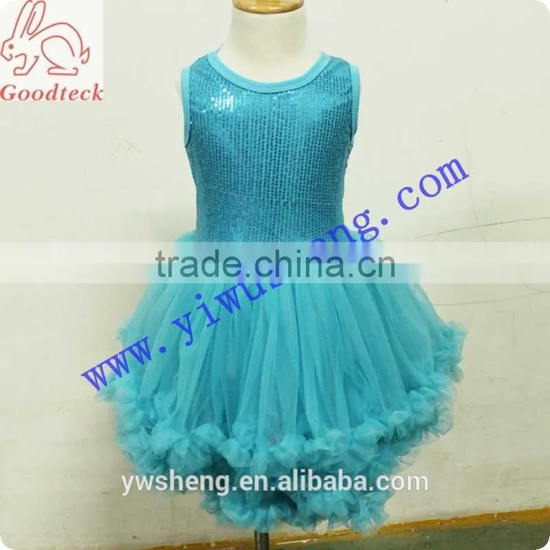 Wholesale snowflake decorate turquoise girl dress, frozen tutu dress with sequin strim