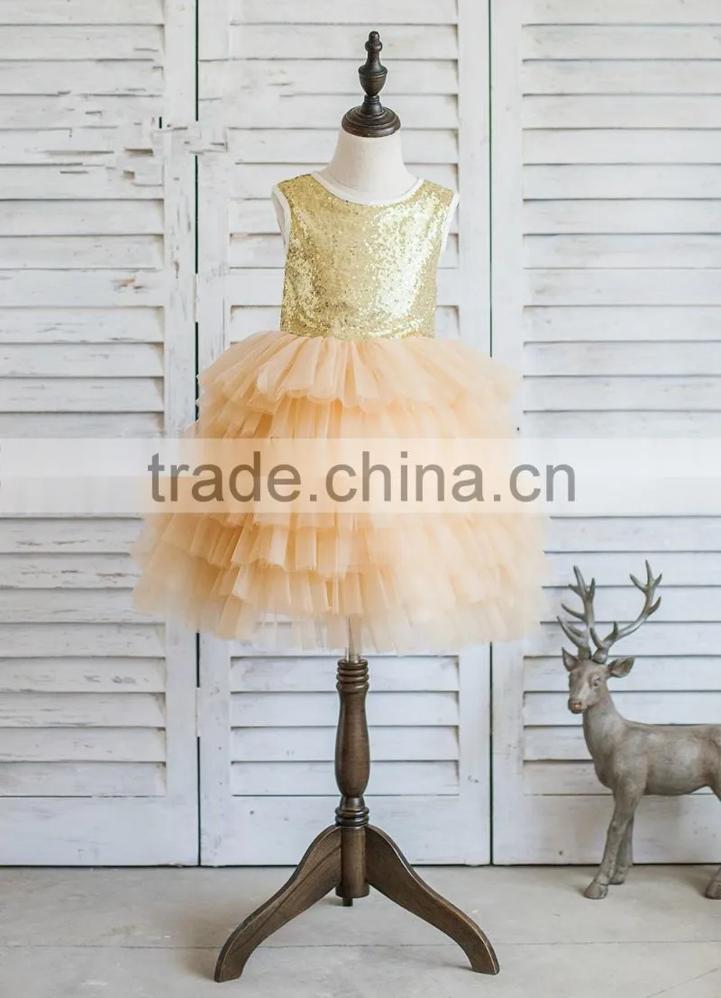 Wholesale Children's Boutique Flower Girls Dresses Sequin Tutu Dress Chindren Wear