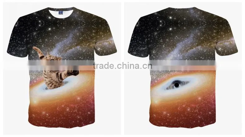 Ebay hot sale 3D Animal printed T Shirts for men Flash-cat Printed 3D T-Shirts short sleeve