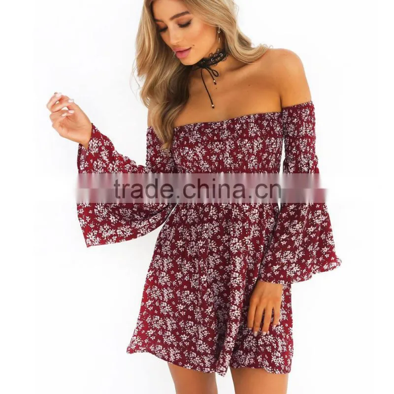 High Quality Styles Floral Off-Shoulder Dress Latest Dress Patterns Ladies for wholesale