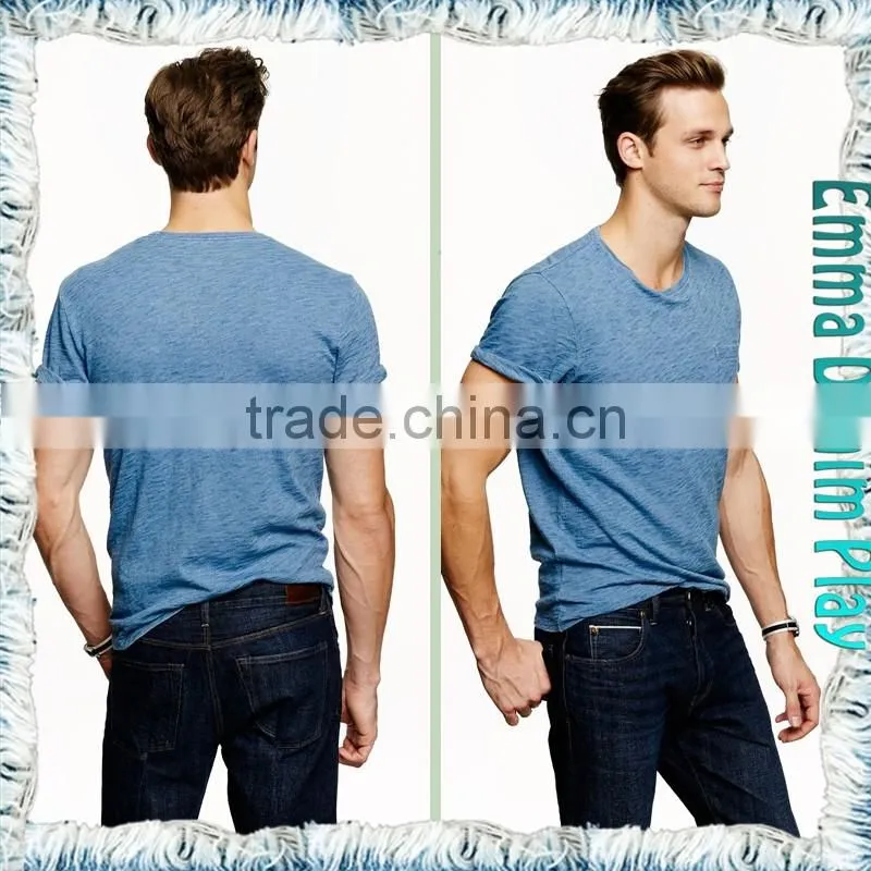 2016 Latest Customized Style Fashion Sexy Men's High Quality Soft Cotton Boat Neck T-shirts