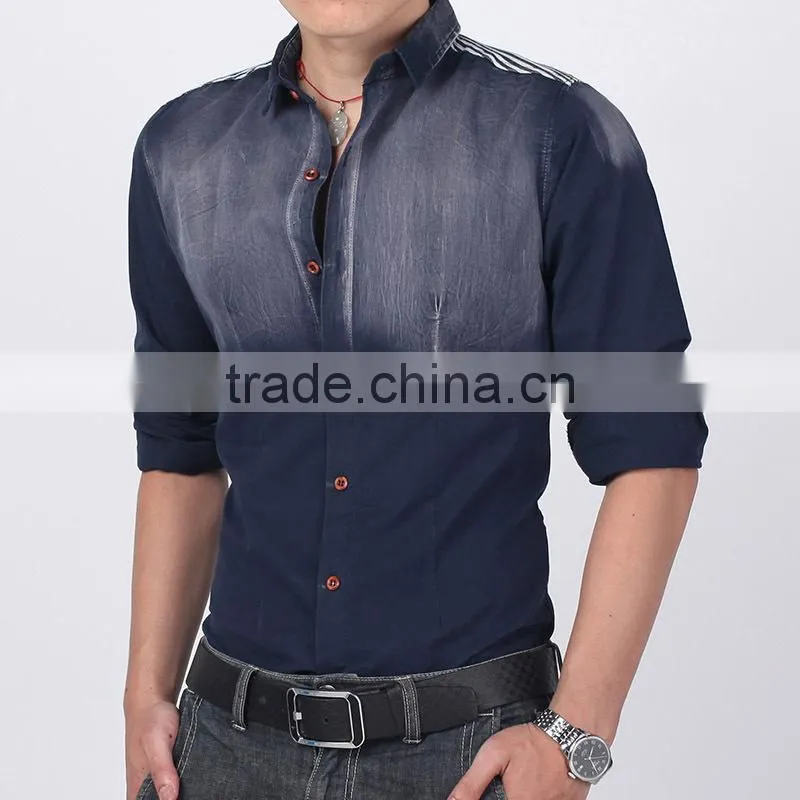 Unusual design denim Men shirt