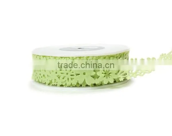 May Arts Parrot Green Floral Felt Ribbon