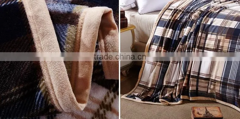 Factory Wholesale Simple Plaid Waffle Coral Fleece Blanket/ Sheet