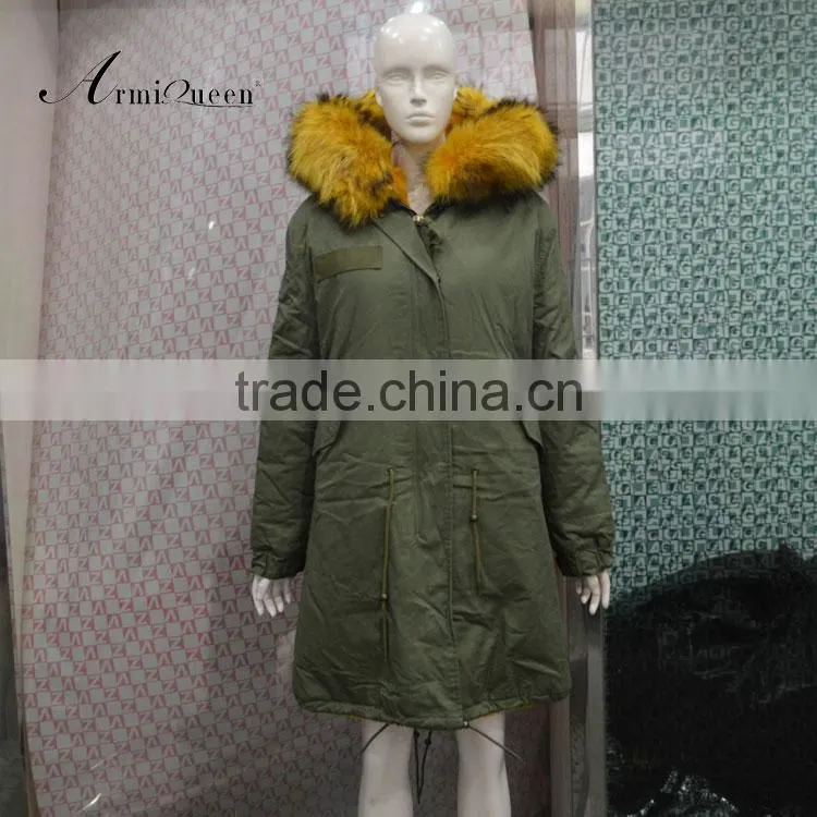 Italy style new desgin long winter warm fur jacket hood coats outwear faux fur lined parka