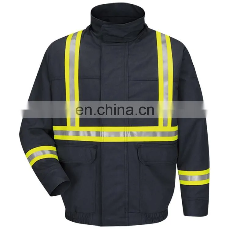 Nomex IIIA Aramid Flame retardant High visibility winter jacket workwear uniforms with reflective tapes