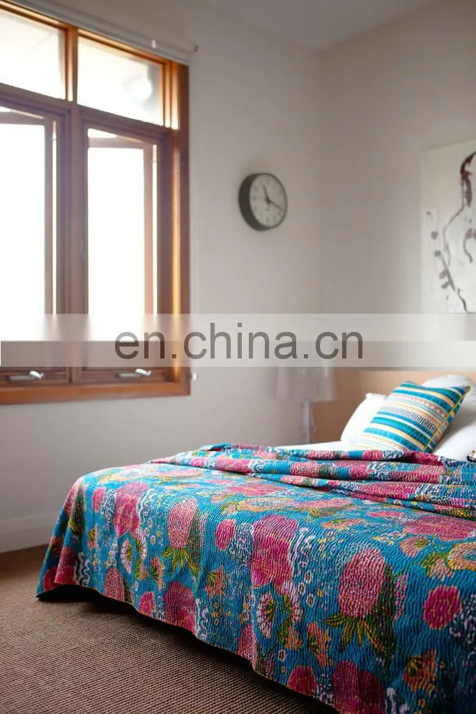 Fruit Print Kantha Quilt Indian Tropical Kantha Bed Ccover Tropicana Kantha Bed Sheet