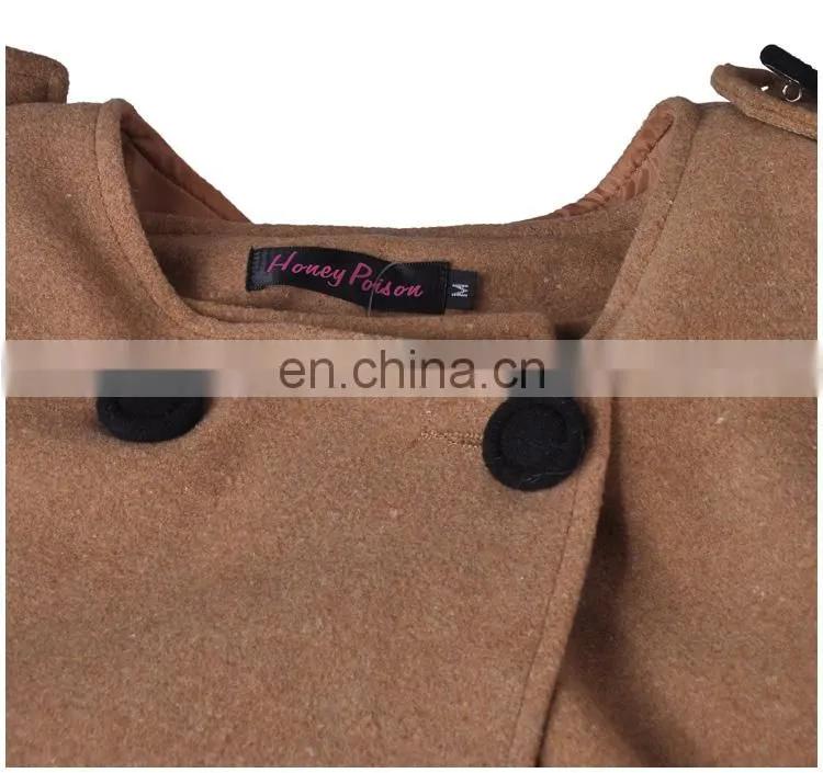 2014 European style double-breasted button woollen ladies long coats
