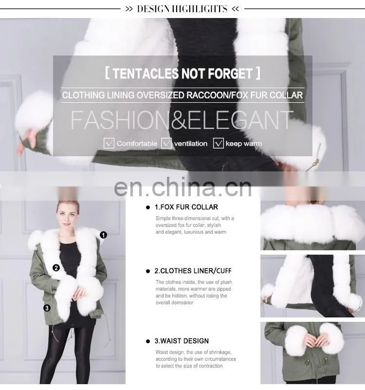 Wholesale good quality fur hooded jacket fashion fur trim coat sale