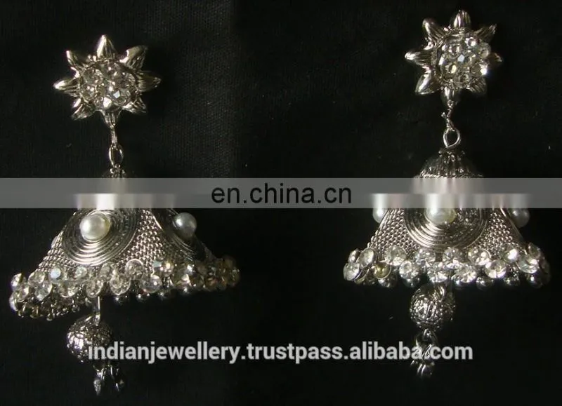Indian Jewelry Jhumka Earrings, Big jhumka, Gold silver plated earrings Manufacturer