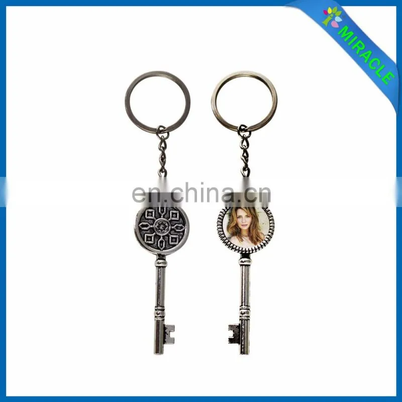 Sublimation Key Shaped roundl Metal Keychain
