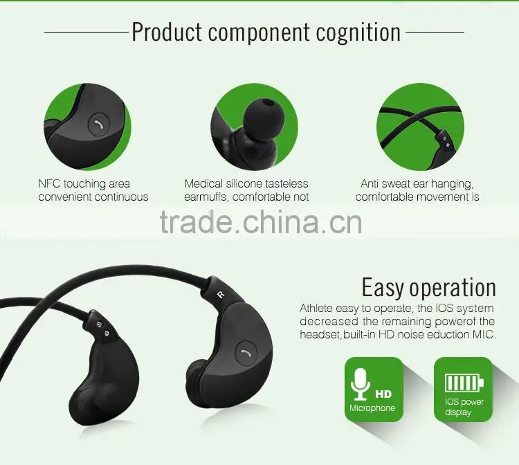 Wireless sports stereo necklace earphone with bluetooth function