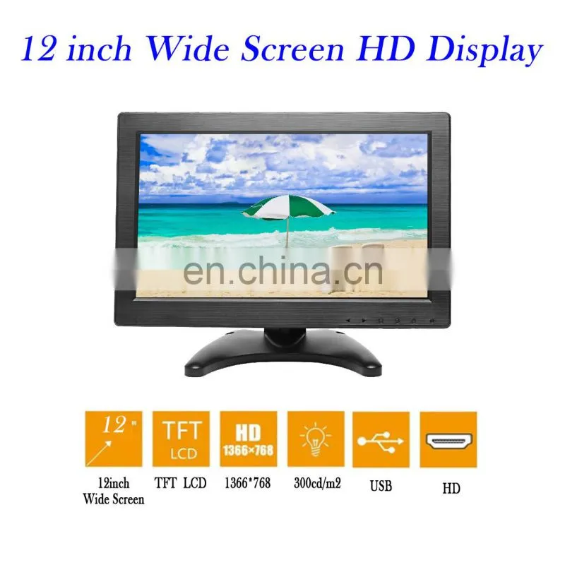12 Inch Industrial Display Hd LCD LED 12v Widescreen Touch Screen Monitor