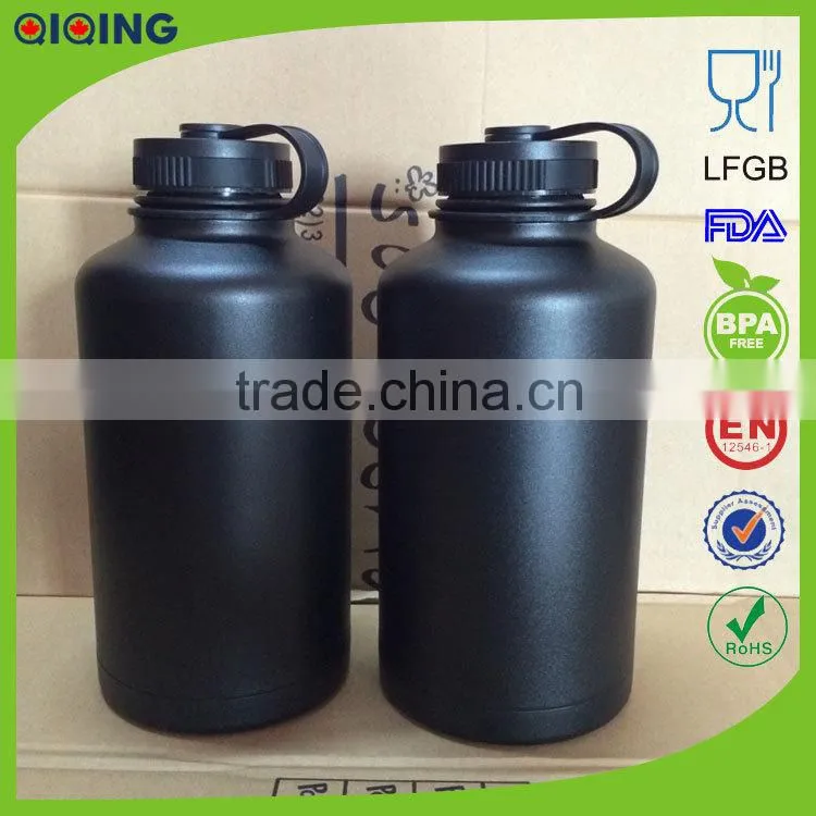 64 oz stainless steel wide mouth aluminum sports bottle big flow lid with finger holder HD-104A-38