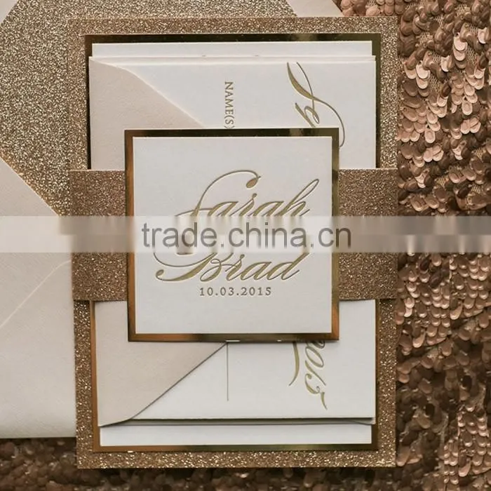 Wholesale Silver Envelope Wedding Invitation Card Glitter
