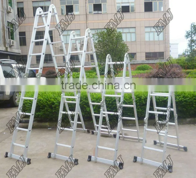 Multi-Purpose ladder with utility shelf and scaffold plates